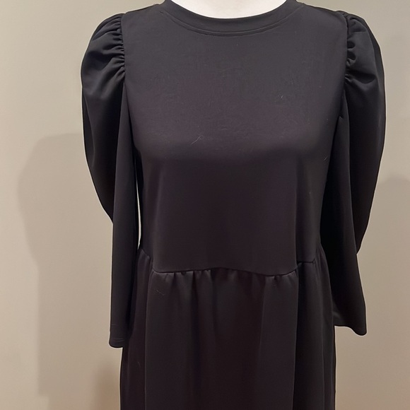 Who What Wear Black Puff Sleeve Black Dress - Picture 2 of 6